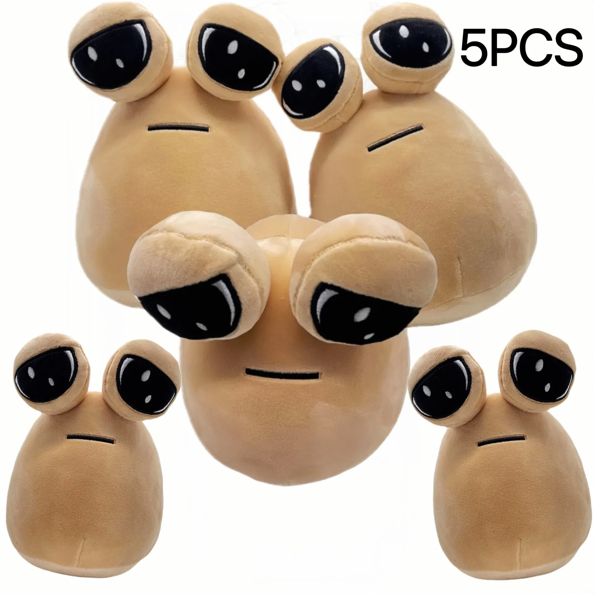 Color: GRAY - 1-6Pcs 22Cm Anime Game The Maw My Pet Alien Pou Kawaii Cartoon Plush Toys Children Birthday Xmas Gifts