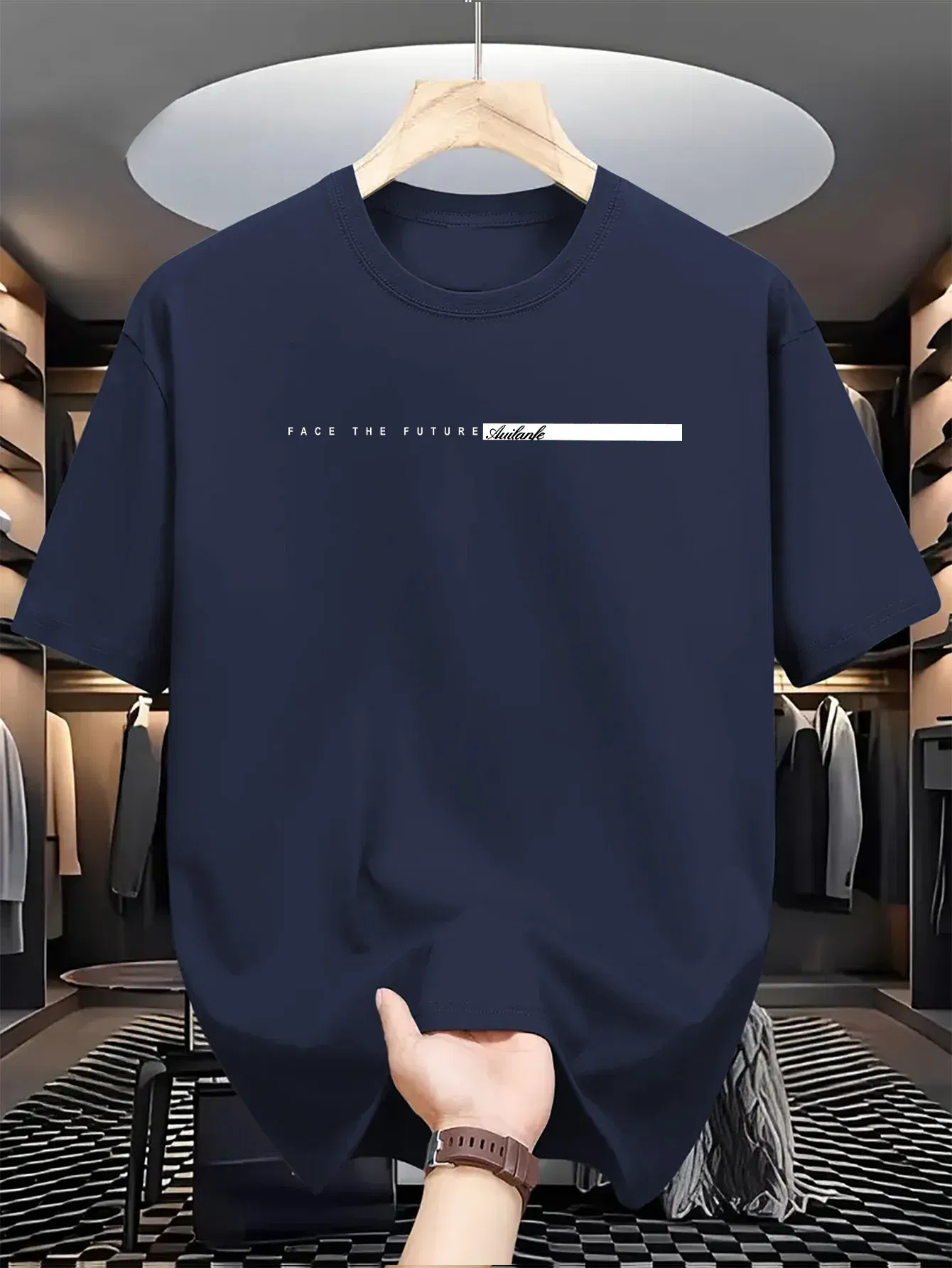 Color: Dark Grey, Size: XS - Summer men's 100% cotton casual loose fit large letter print round neck short sleeved T-shirt top High Street Unisex style