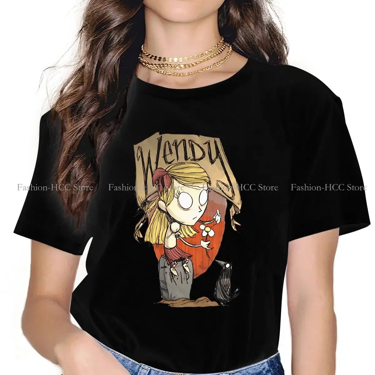 Color: black, Size: XL - Wendy And Cat Style Polyester TShirt Dont Starve Top Quality New Design Gift Clothes  T Shirt Short Sleeve