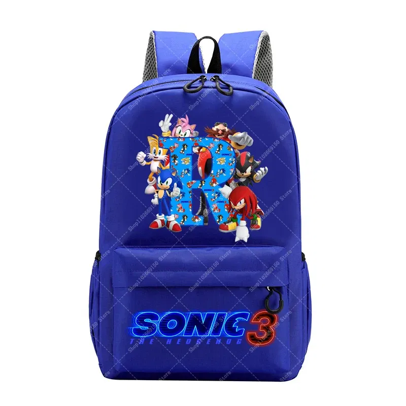 Color: Navy Blue, Size: 40cm - Sonics Children Cartoon Schoolbag Kids Anime Cute Backpack Boy Fashion Knapsack Student Casual Shoulders Book Bag Xmas Gift 2025