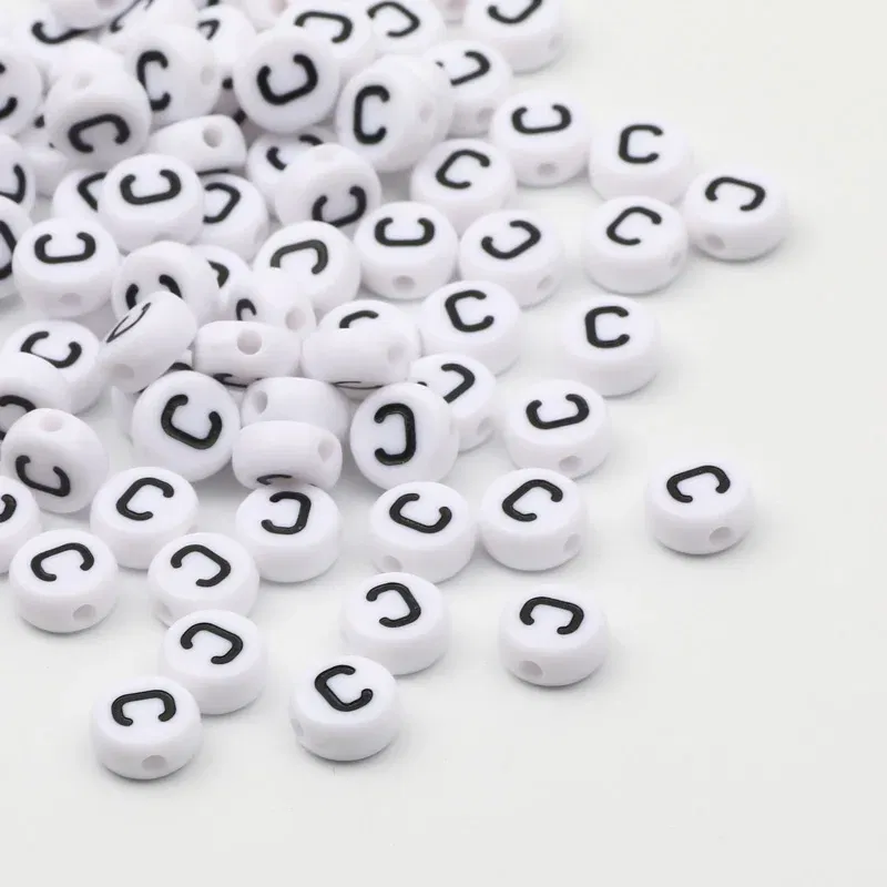 Color: Beige, Item Diameter: Other - 50/100pcs/lot 7x4mm White Round A-Z Alphabet Letter Acrylic Loose Spacer Beads for Jewelry Making Diy Bracelet Accessories