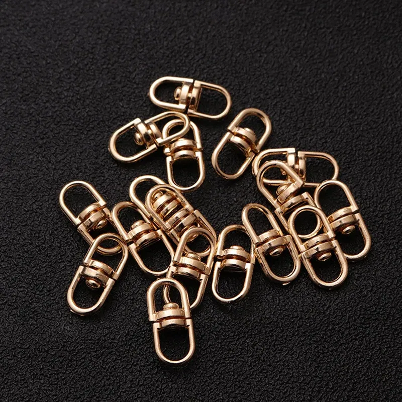Color: Yellow / Gold - 10pcs Metal Swivel Hook Clasp 20mm Bag Pendant Keychain Component Kc Gold/Gold/Silver Color Connector For Diy Jewelry Making