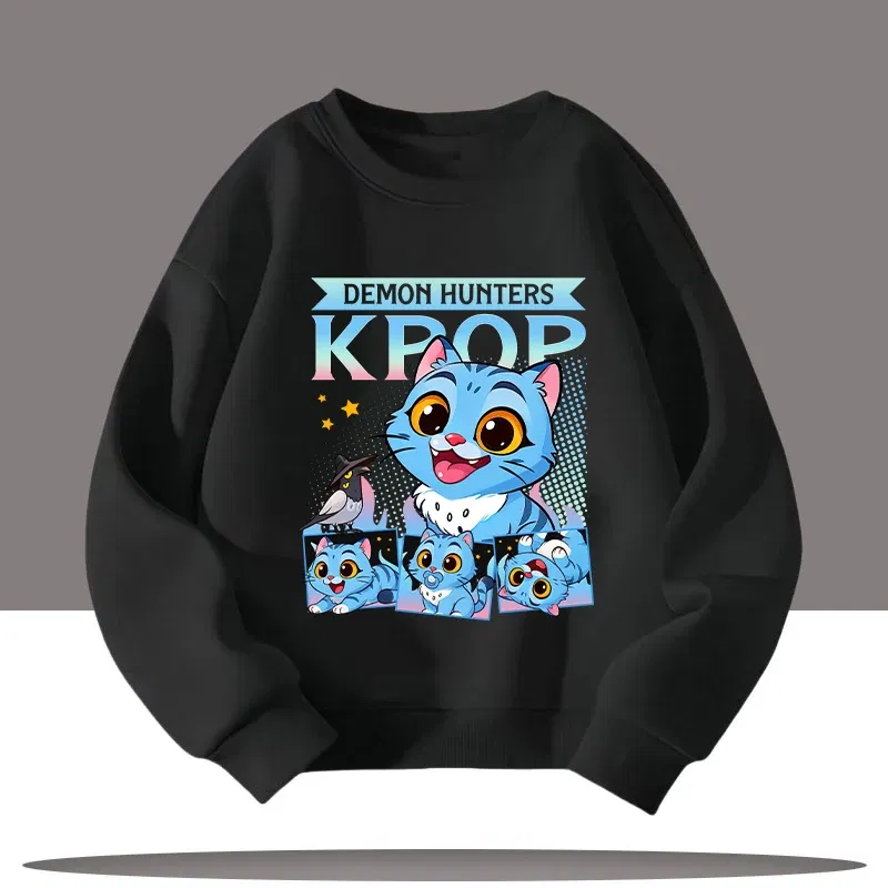 Color: Silver, Kid Size: 5 - Children's Clothing K-pop Demon Hunters Cartoon Print 3-12 Year Old New Style Kids Round-neck Sport Shirt Cute Girl Casual Top