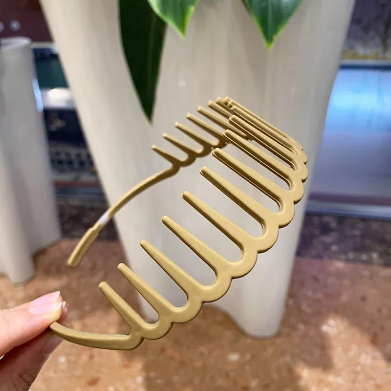 Color: GRAY - Resin Hair Comb Hairbands Hair Accessories Matte Hair Hoop with Teeth Non-slip Head Hoop Frosted Makeup Dressing Thin Headband