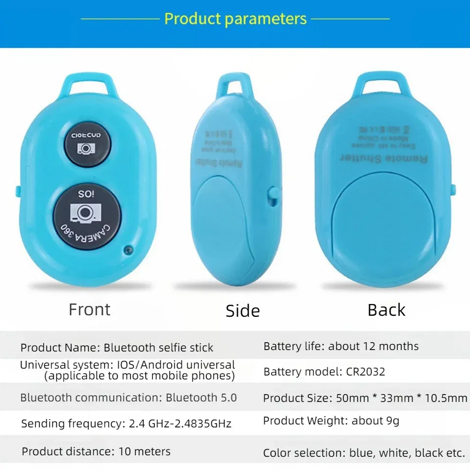 Color: Silver - Smartphone Bluetooth Shutter Release Wireless Remote Control Mobile Phone for iPhone 15 14 Huawei Samsung Xiaomi HTC Vivo Selfie