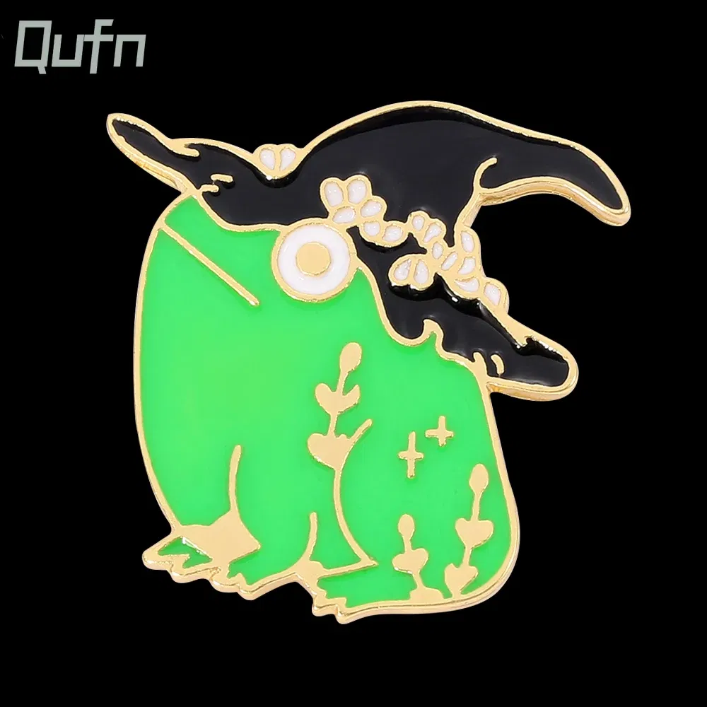 New Witch Frog Metal Enamel Pins Wizard Hat Brooches Bag Clothes Lapel Pin Animal Badge Cartoon Jewelry Gift for Kid Friends