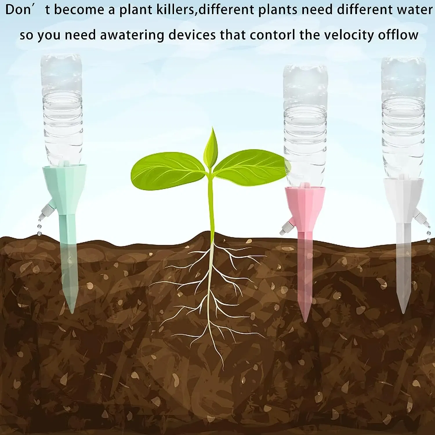 Color: Yellow - Drip Waterer Watering Device Household Timer Waterer Drip Irrigation Travel Water Seepage Sprinkler Automatic Watering Home