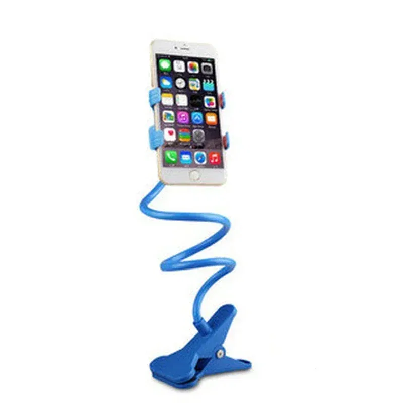 Color: Sky Blue - 360 Clip Mobile Phone Holder Stand Portable Flexible Lazy Bed Desktop Bracket Smartphones Desk Bed Mount Stand Base Support 70cm