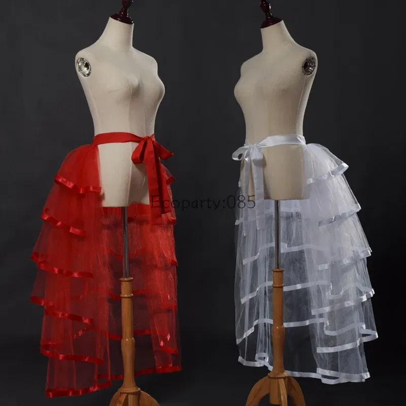 Color: Red, Size: One Size, Ships From: CHINA - Women Punk Puffy Ruffle Tutu Bustle Skirts Sexy Steampunk Cocktail Party Tie-on Overskirt Gothic Tulle Skirt for Female