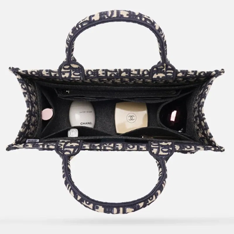 Color: black, Size: M - Felt Cloth Insert Bag Fits BOOK TOTE Makeup Handbag Organizer Travel Inner Purse Cosmetic Bag Mommy Bag Fit ONTHEGO Tote