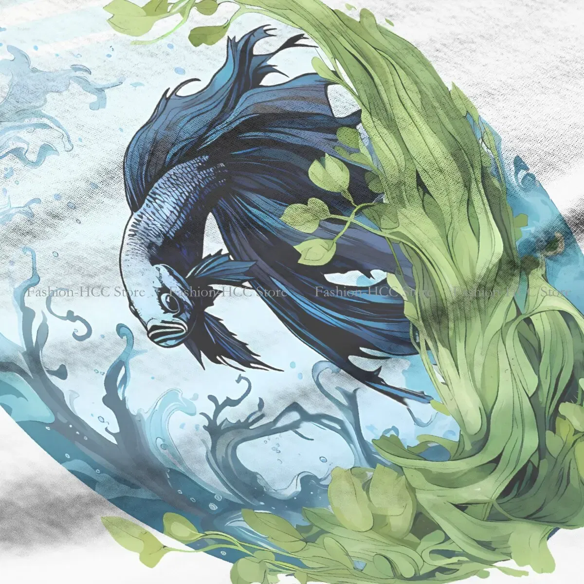 Color: WHITE, Size: XXXL - Betta In A Bubble Hip Hop Polyester TShirt Fish Funny Cartoon Style Tops Leisure T Shirt Female Short Sleeve