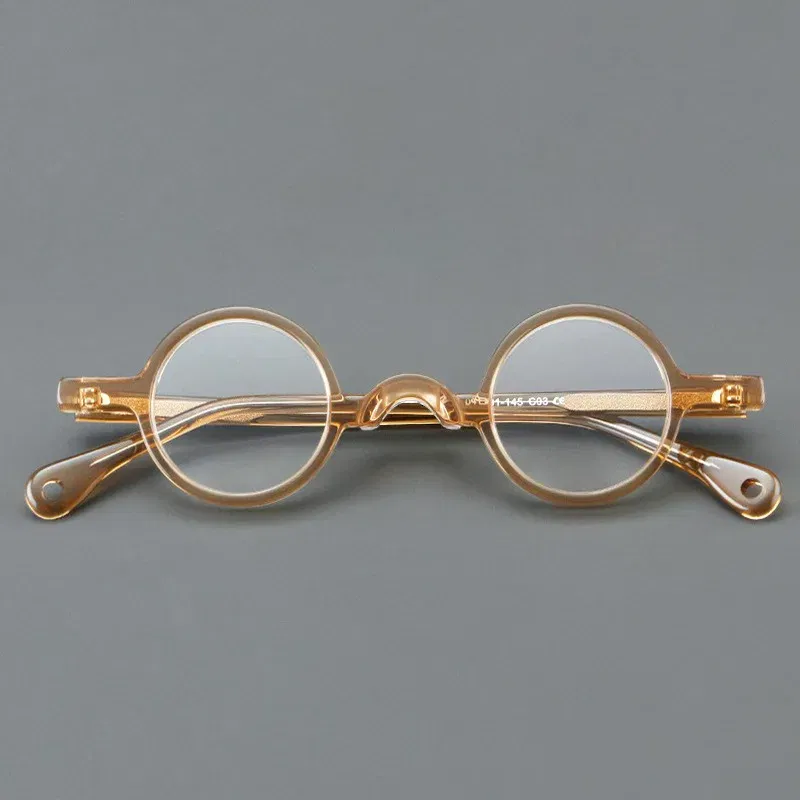 Frame Color: Ginger, Eye Prescription: +300 - VCKA Photochromic Acetate Myopia Glasses Men Retro Small Round Frames Women Custom prescription Anti-Blue  Eyewear -0.5 TO -10