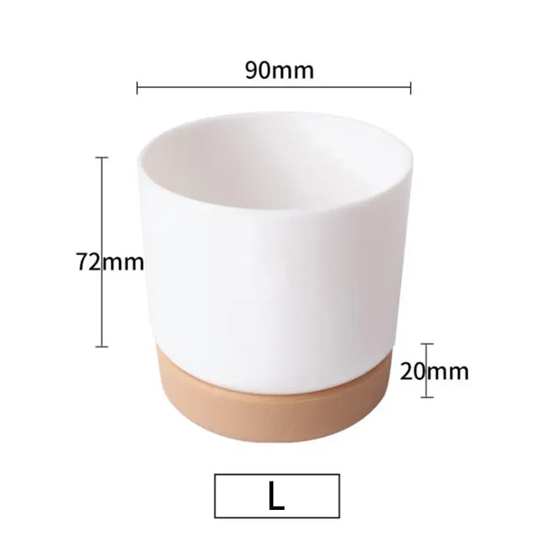 Color: WHITE - 1pcs Succulent Plant Pot Six-sided Ceramic Pot Succulent Flowerpot Set With Bamboo Support For Desktop