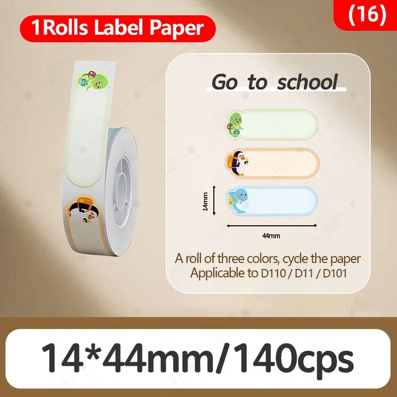 Color: Light Red - Niimbot D11/D101/D110 cute cartoon color thermal label sticker self-adhesive waterproof sticker mini portable printer