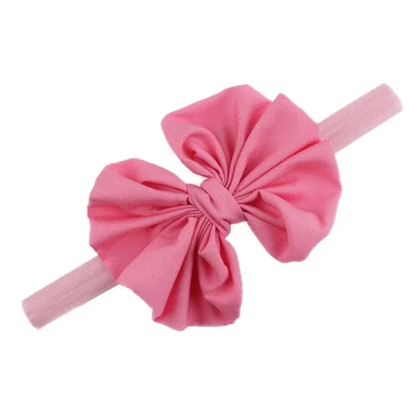 Color: Pink - Baby girls hair bow flower Headband  Kids Girls Bowknot Elastic Hair Band Headwear Newborn Head Band children hair Accessories