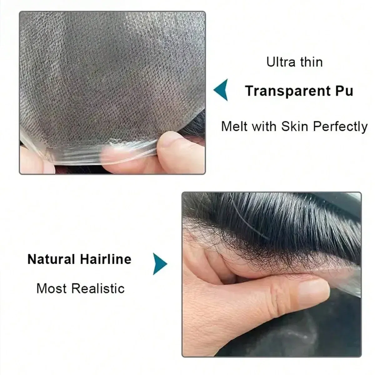 Toupee for Men Human Hair Pieces for men silk straight hair replacement system in 10x8" base size Thin skin PU hair prosthesis