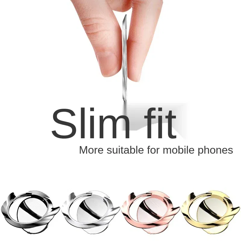 Color: WHITE - 360 Degrees Ultra-thin Angel Ring Bracket Xiaomi Huawei Car Phone Holder Bracket Metal Desktop Phone Stand