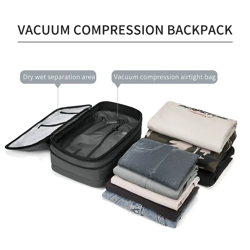 Color: Blue - Men Travel Backpack vacuum compression 17 inch Laptop Backpack Business Large Capacity school Backpack Expanded Hiking backpack
