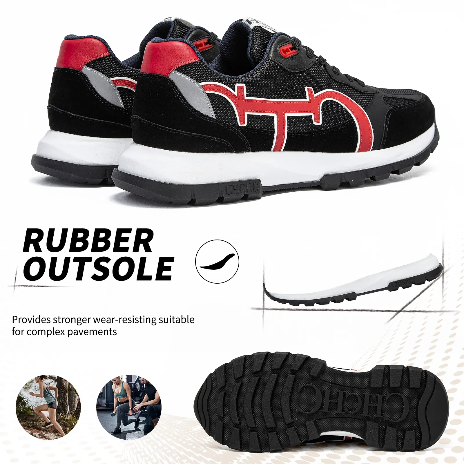 Color: wine red, Shoe Size: 8 - CHCH Men's Tennis Shoes Black Cow Leather Material Stitching Design Men's Shoes Sports Shoes