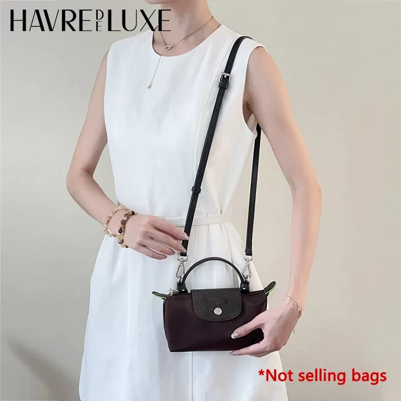 Color: black, Size: 3/8" - Cow Leather Replacement Crossbody Bag Strap Fit for Longchamp 2025 Mocha Moka mini shoulder strap without punching modification