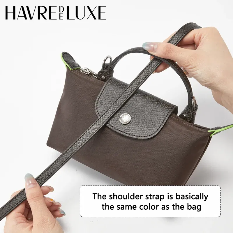 Color: black, Size: 3/8" - Cow Leather Replacement Crossbody Bag Strap Fit for Longchamp 2025 Mocha Moka mini shoulder strap without punching modification