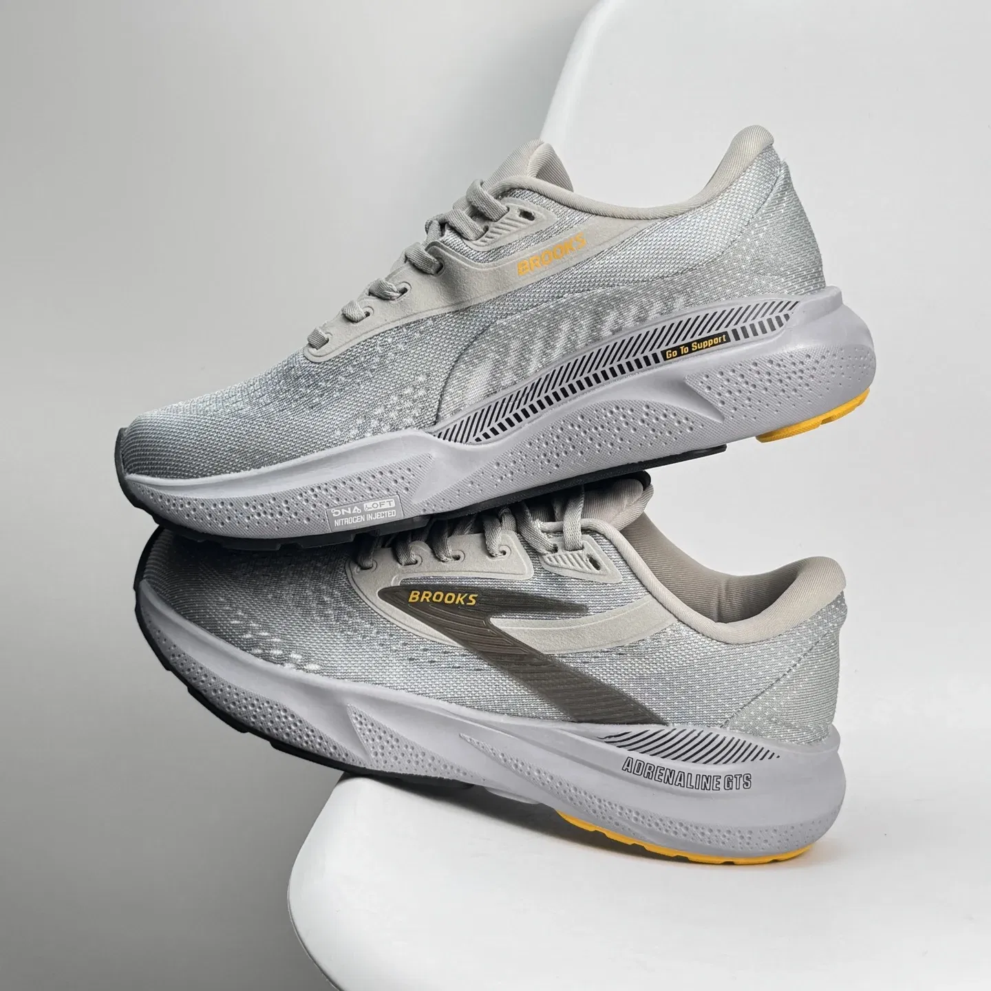 Original Brooks Men's Adrenaline GTS 24 Running Shoes Cushioned Comfortable Sports Training Professional Casual Sneakers