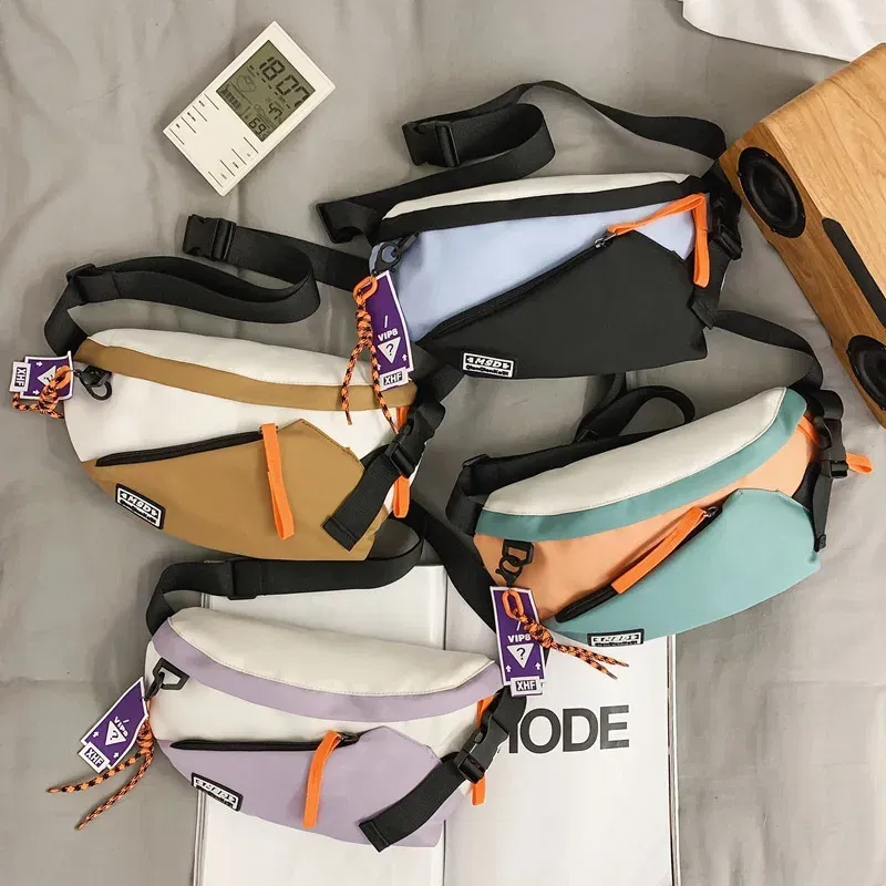 Color: PURPLE - Chest Rig Bag Women Fanny Pack Streetwear Chest Bags Multi-function Unisex Nylon Hip hop Waist Bag Phone pocket