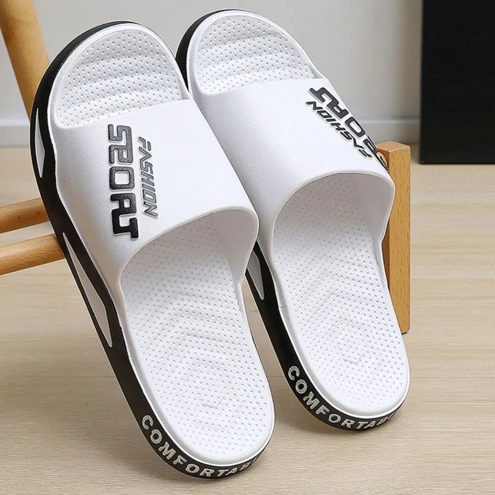 Color: Brown, Shoe Size: 44-45, Ships From: CHINA - BASATU Fashion Men's Slippers PVC Soft Sole Non-slip Slides Casual Outdoor Beach Flip Flops Home Bathroom Sandal Couples Slipper