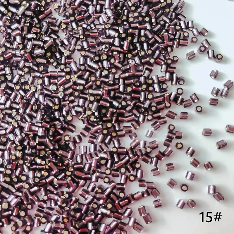 Color: Brown, Item Diameter: 2mm - 2mm Glass Seed Loose Beads Silver Color Inner Long Tube Charms DIY Craft Bracelet Jewelry Making Supplies Necklace Accessories