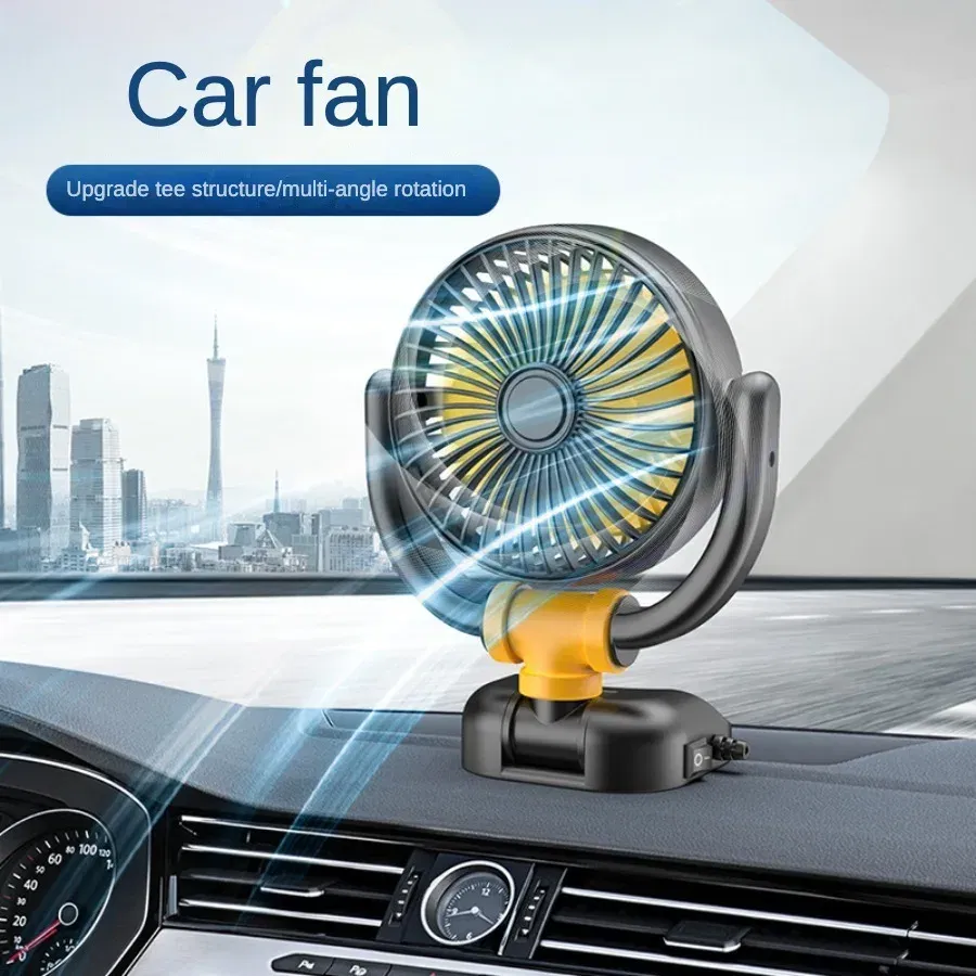 Color Name: Black - Car mounted fan for large trucks, 24V/12V refrigeration, small vans, single head vehicles, powerful silent car electric fans