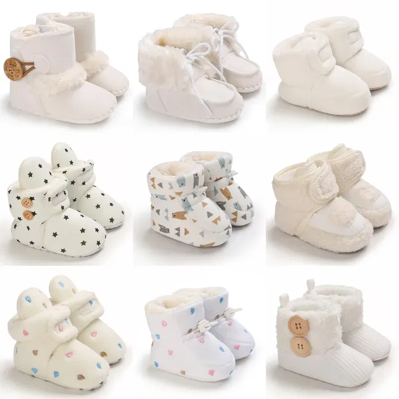 Color: Gold, Baby Age: 7-12 Months - 2022 Baby Autumn Winter Boots Baby Girl Boys Winter Warm Shoes Solid Fashion Toddler Fuzzy Balls First Walkers Kid Shoes 0-18M