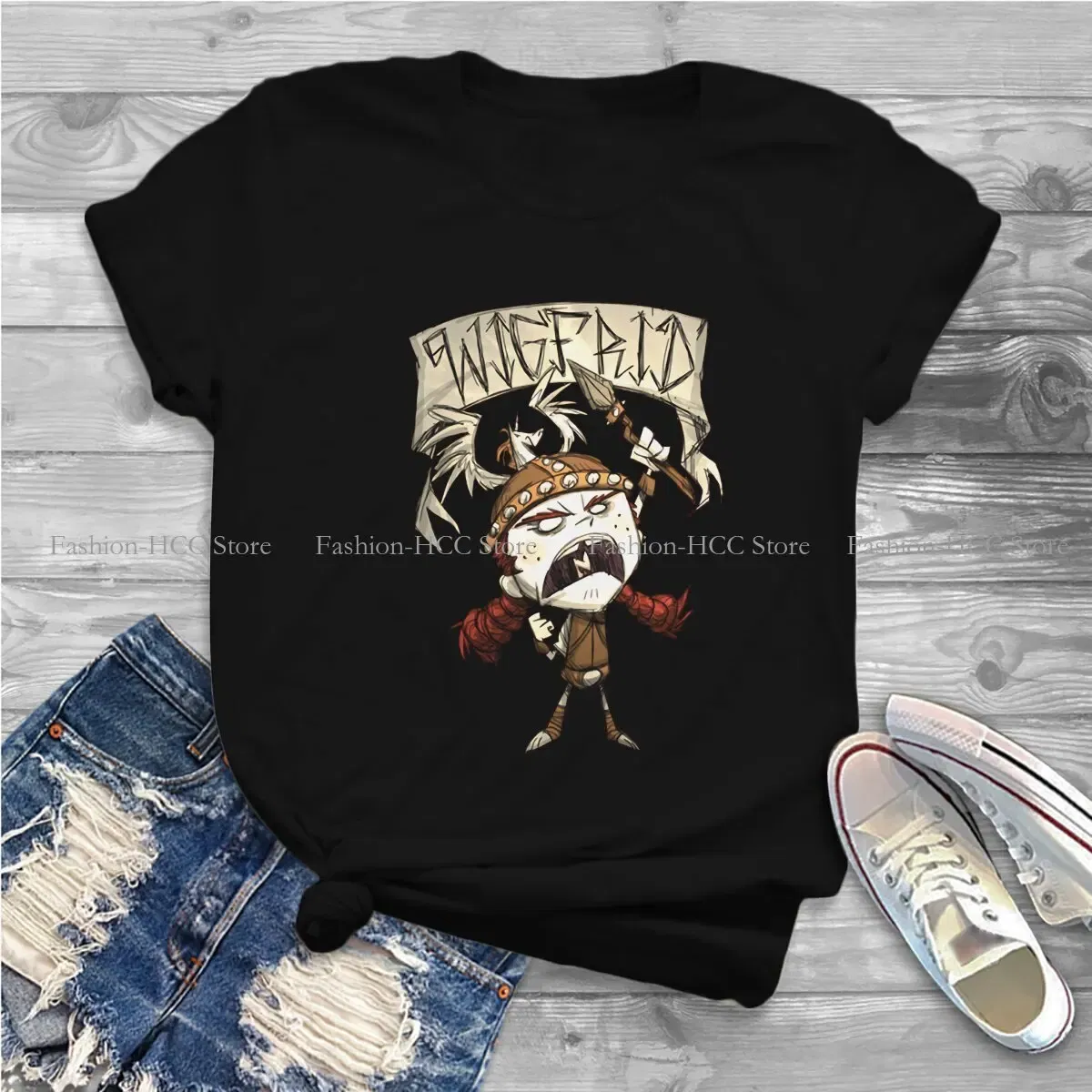 Color: black, Size: XL - Wigfrid Casual Polyester TShirt Dont Starve Style Tops Comfortable T Shirt Female