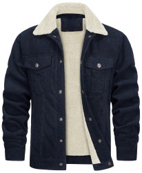 Corduroy Lapel Long Sleeve Plush Jacket Coat