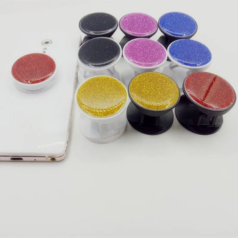 Color: Yellow - 1pcs Cell Phone Bracket Houder Universal Quicksand Glitter Expanding Smartphone Holder Grip Stand For iPhone X XS 8 7 6 Plus