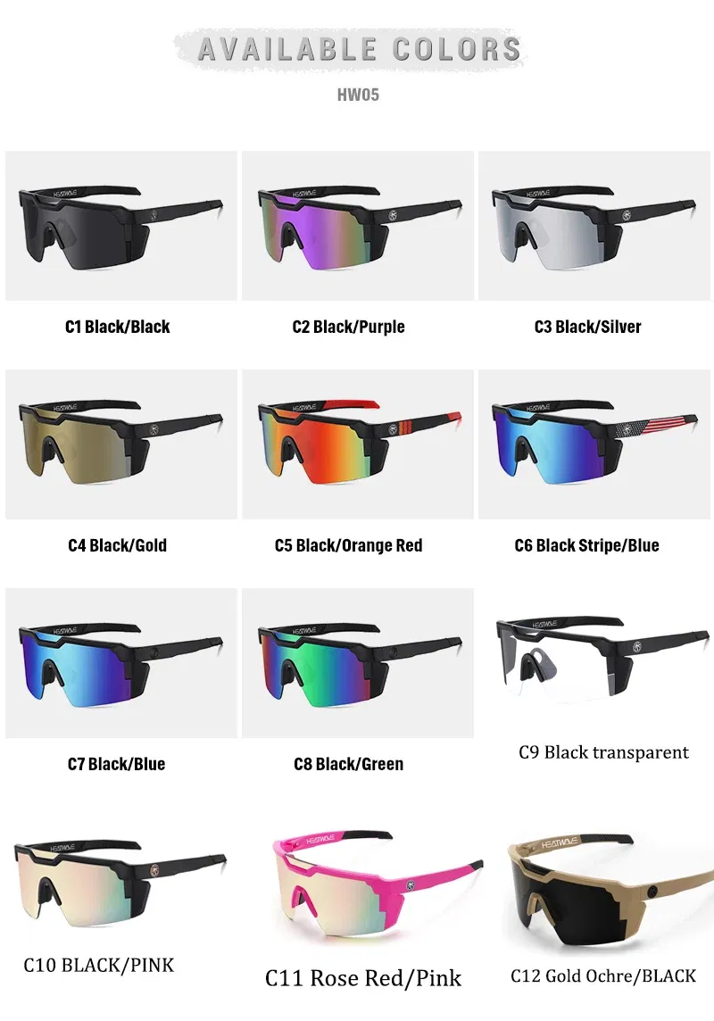 Lenses Color: Blue-gray, Frame Color: BROWN - NEW High quality luxury Heat Wave brand sunglasses square Conjoined lens cycling Women men sun glasses UV400