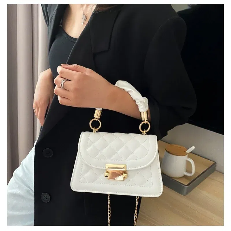 Color: WHITE, Size: Extra Large - Women's Bags Classic Fashion Handbag Small Square Chain Crossbody Bag crossbody bags for women  handbags