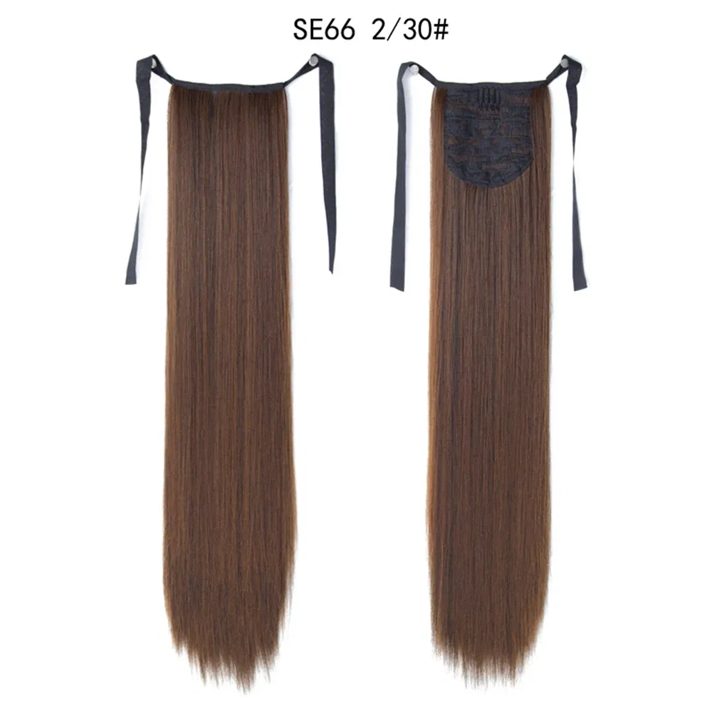 Color: P4/30 - LINWAN Synthetic Long Straight Wrap Around Clip In Ponytail Hair Extension Heat Reistan Pony Tail Fake Hair