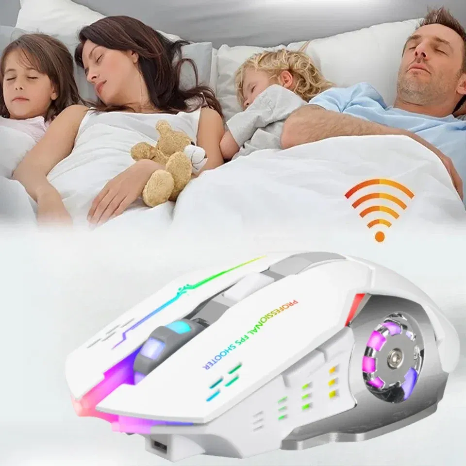 Color: WHITE - Wireless Computer Gaming Mouse, Mice With LED Backlit, Ergonomic Gamer Mouse With 6 Silent Buttons, 3 Adjustable DPI for PC