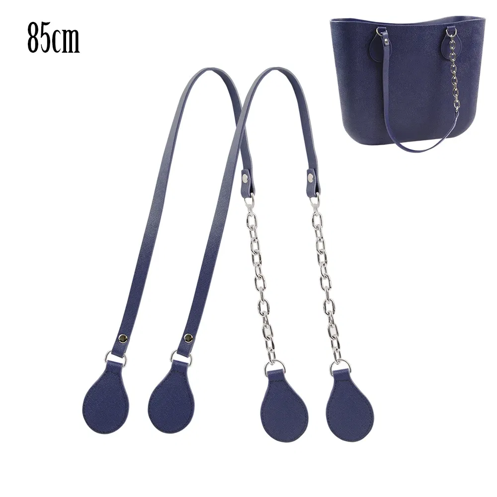 Color: Silver, Ships From: CHINA - Tanqu New Arrival Long Edge Painting Handles Faux Leather Flat PU Belt and Drops with Thicken Shiny Chain for OBag for EVA O Bag