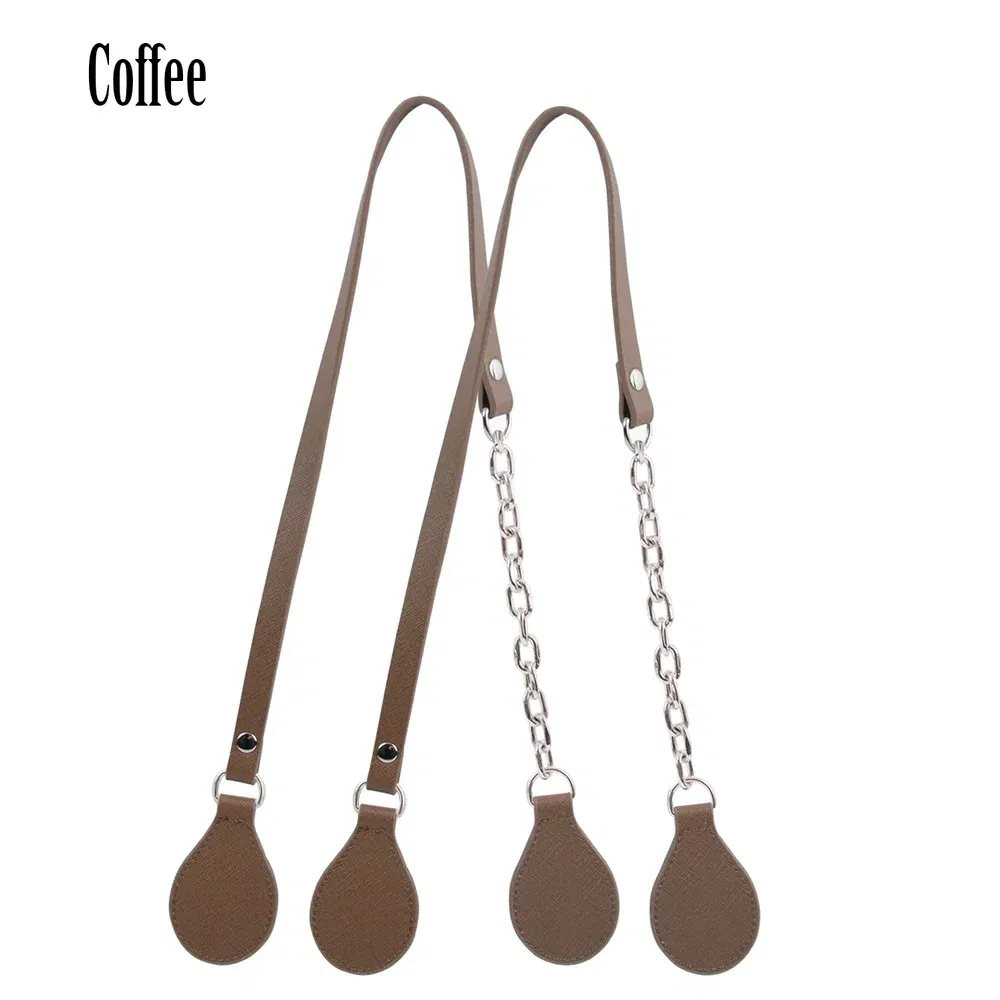 Color: Silver, Ships From: CHINA - Tanqu New Arrival Long Edge Painting Handles Faux Leather Flat PU Belt and Drops with Thicken Shiny Chain for OBag for EVA O Bag