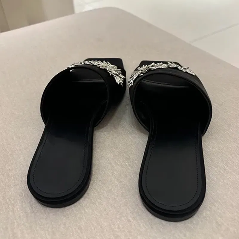 Color: black, Shoe Size: 37 - Women's Summer Shoes Natural Sude Sandals Ladies Genuine Leather Green Black Sandals Fashion Women's Shoes Outer Wear Slippers