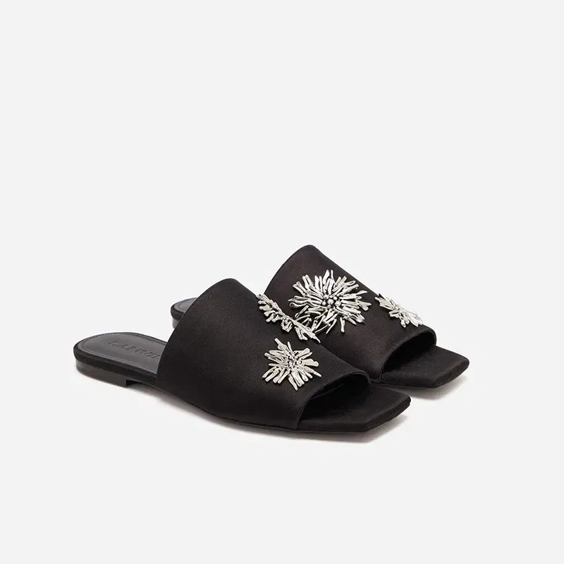 Color: black, Shoe Size: 37 - Women's Summer Shoes Natural Sude Sandals Ladies Genuine Leather Green Black Sandals Fashion Women's Shoes Outer Wear Slippers