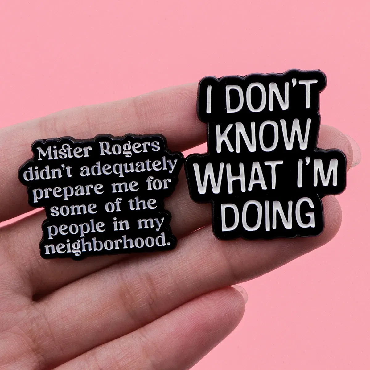 Metal color: Black Zinc Plated - Funny Quotes Enamel Pins Skeleton Women's Brooches Men Lapel Pins Badge on Backpack Costume Accessories Phrase Jewelry Gifts