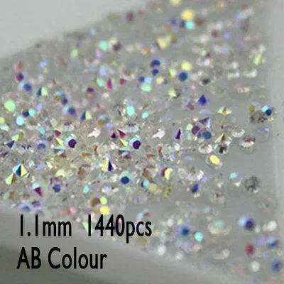 Color: Dark Grey - 1440pcs Shiny Crystal AB Mini Pixie Nail Rhinestones Glitter 3D Micro Diamonds for Nails Art DIY Accessories