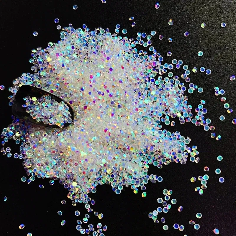 Color: Dark Grey - 1440pcs Shiny Crystal AB Mini Pixie Nail Rhinestones Glitter 3D Micro Diamonds for Nails Art DIY Accessories