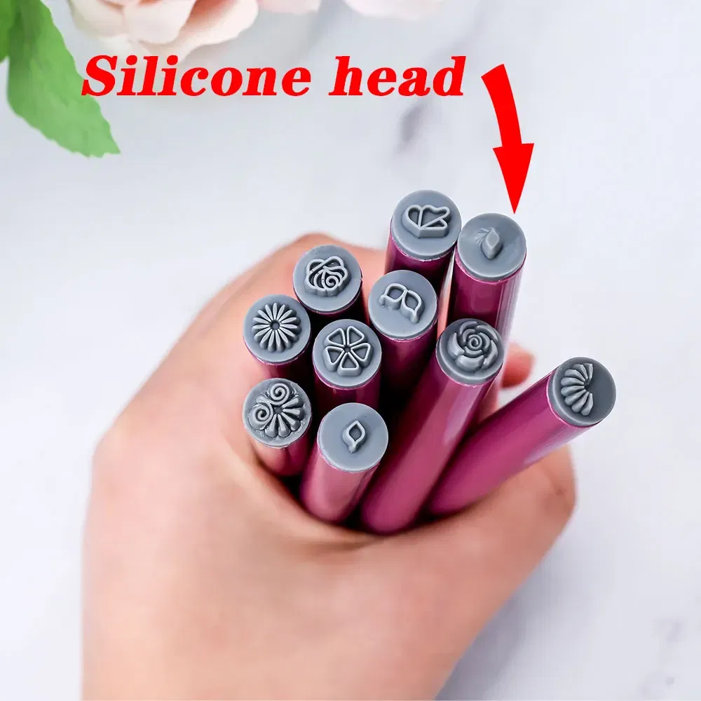 Color: WHITE - 4/6/10pcs Pink Nail Art Stamp Pen Nail Art Stamp Pen Handicraft Nail Art Flower Stamp Nail Diy Graffiti Stamp Pen Dotting Tools