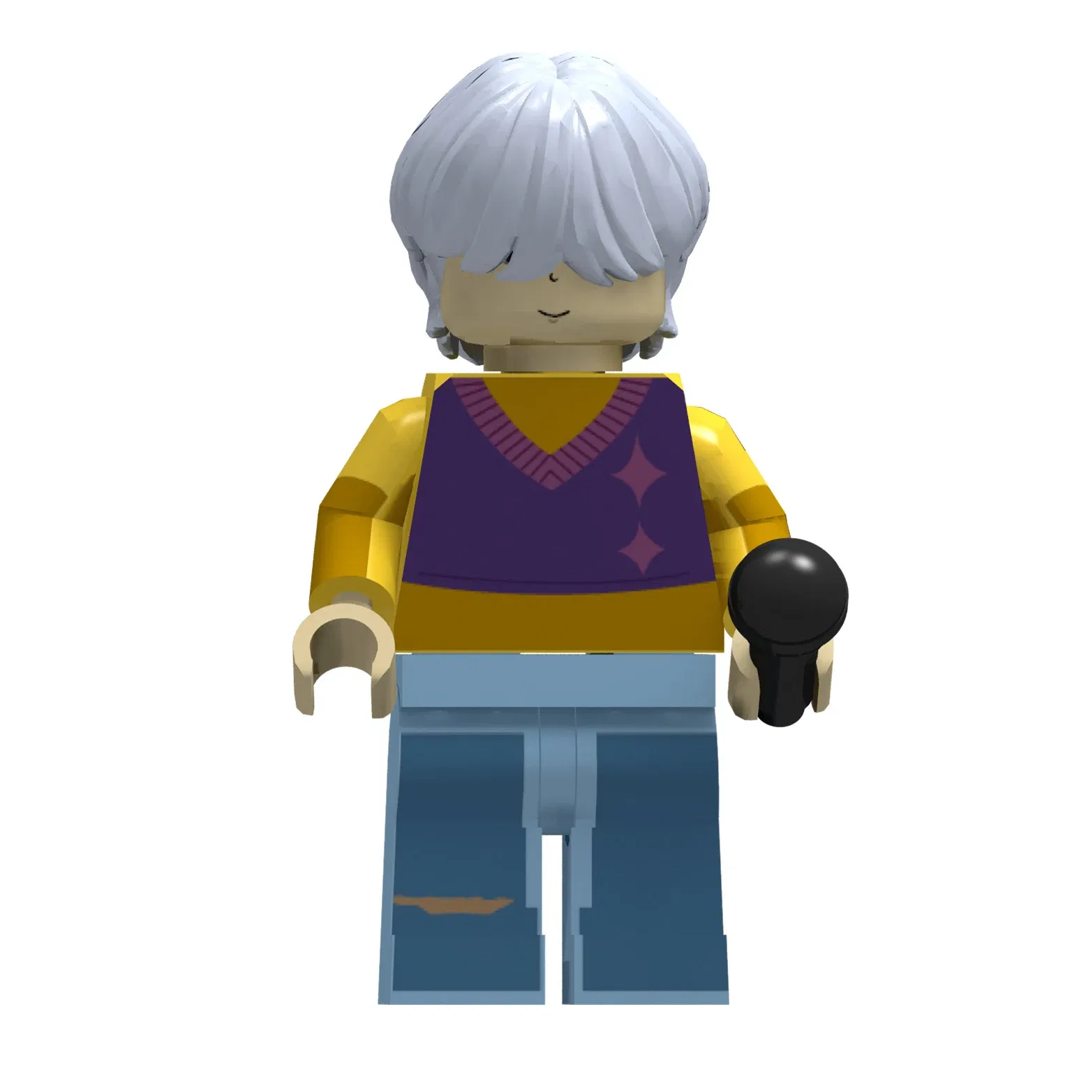 Color: GRAY - KPOP Demon Hunters Cartoon Doll Building Blocks Kawaii Mini Action Figure Head Assembly Toys Children's Educational Toys Gift