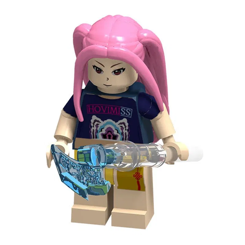 Color: GRAY - KPOP Demon Hunters Cartoon Doll Building Blocks Kawaii Mini Action Figure Head Assembly Toys Children's Educational Toys Gift