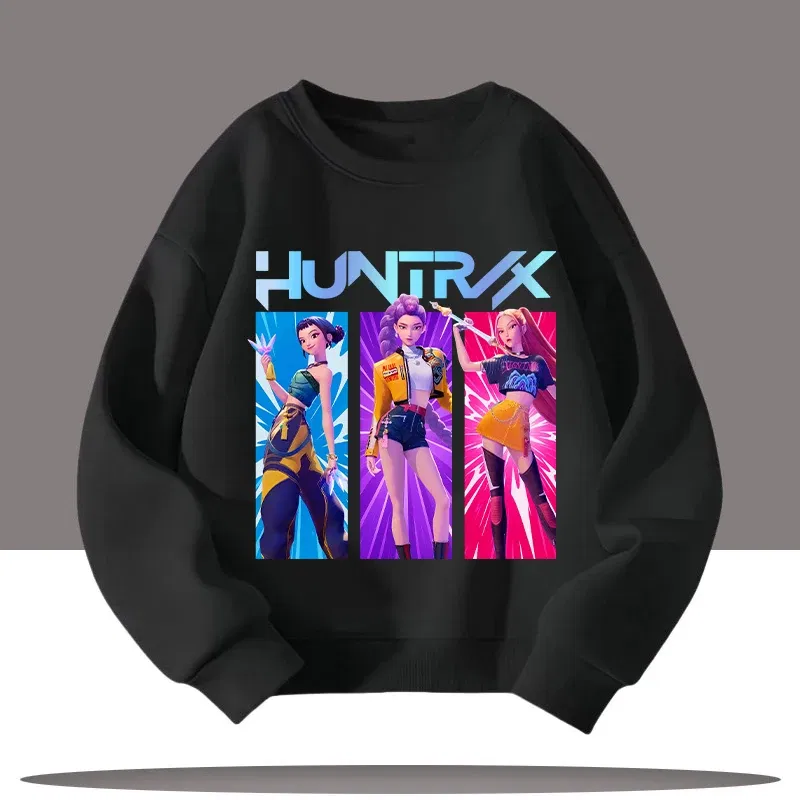 Color: SKY BLUE, Kid Size: 9 - K-pop Demon Hunters New Children's Round-neck Sports Shirt with Cartoon Print - 3-12 Years Old Cute Girl Casual Top