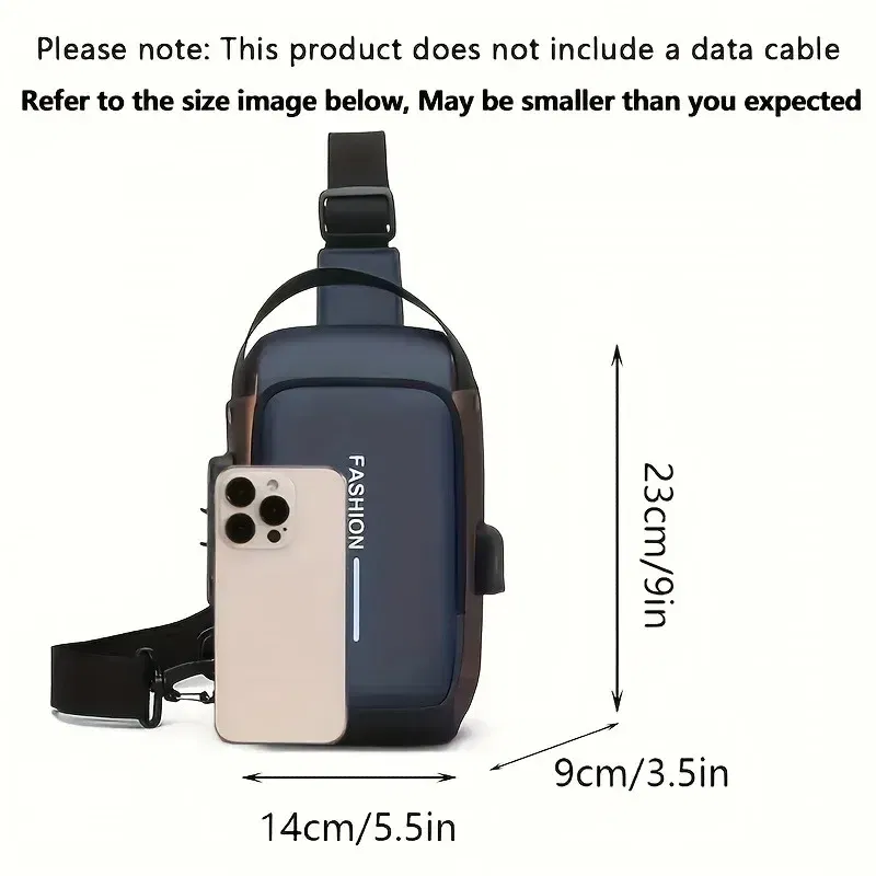 Color: Brown - Durable Oxford Fabric Men's Sling Bag - Stylish Motorcycle Crossbody Chest Pack with Phone Pocket, Zip Closure for Daily Commute